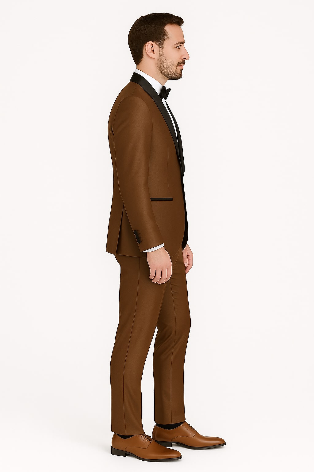 Bronze Satin Shawl Lapel Tuxedo Suit for Men
