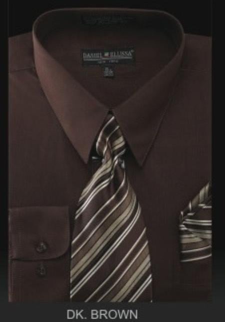 Affordable Clearance Cheap Mens Dress Shirt Sale Online Trendy - PREMIUM TIE - Dark Brown Men's Dress Shirt