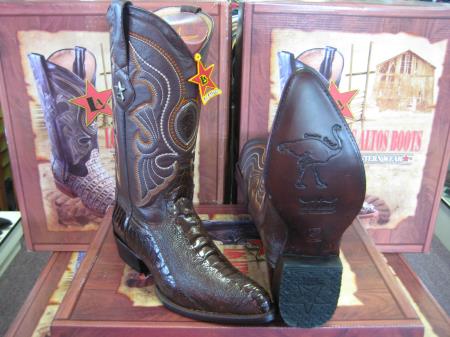 Los Altos Boots Genuine Ostrich Leg Western Cowboy Brown Dress Cowboy Boot Cheap Priced For Sale Online (EE)