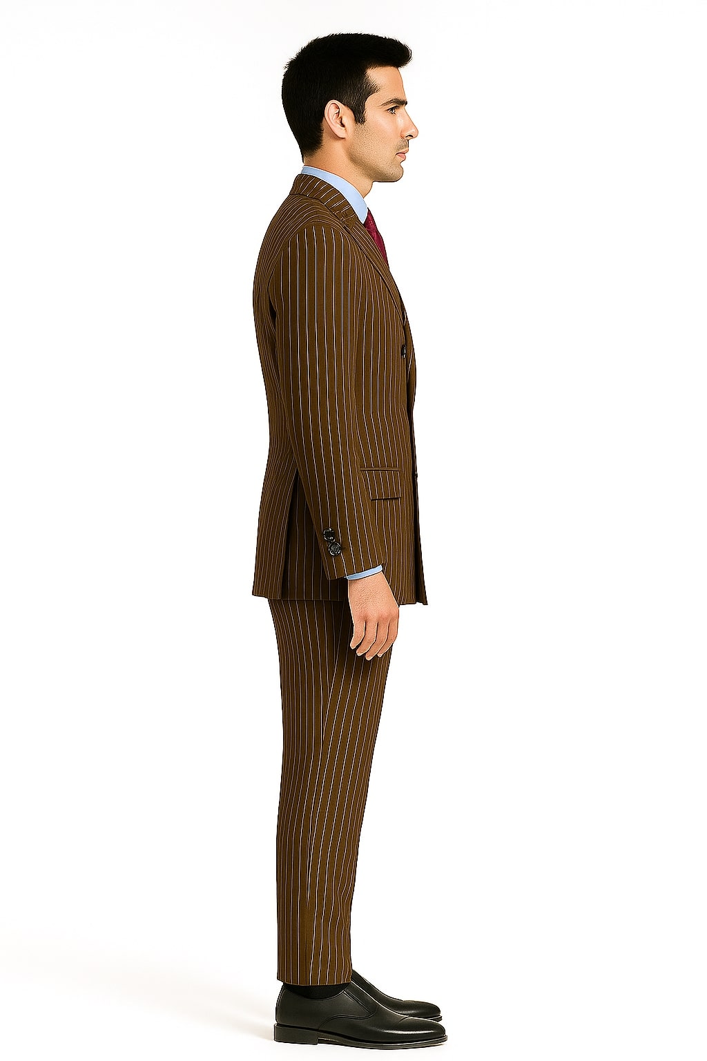 Brown Pinstripe Double-Breasted 6-Button Suit