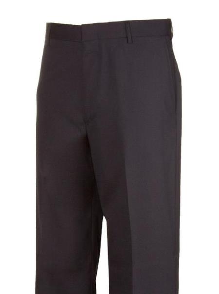 Black Striped Plain Front Dress Pants unhemmed unfinished bottom
