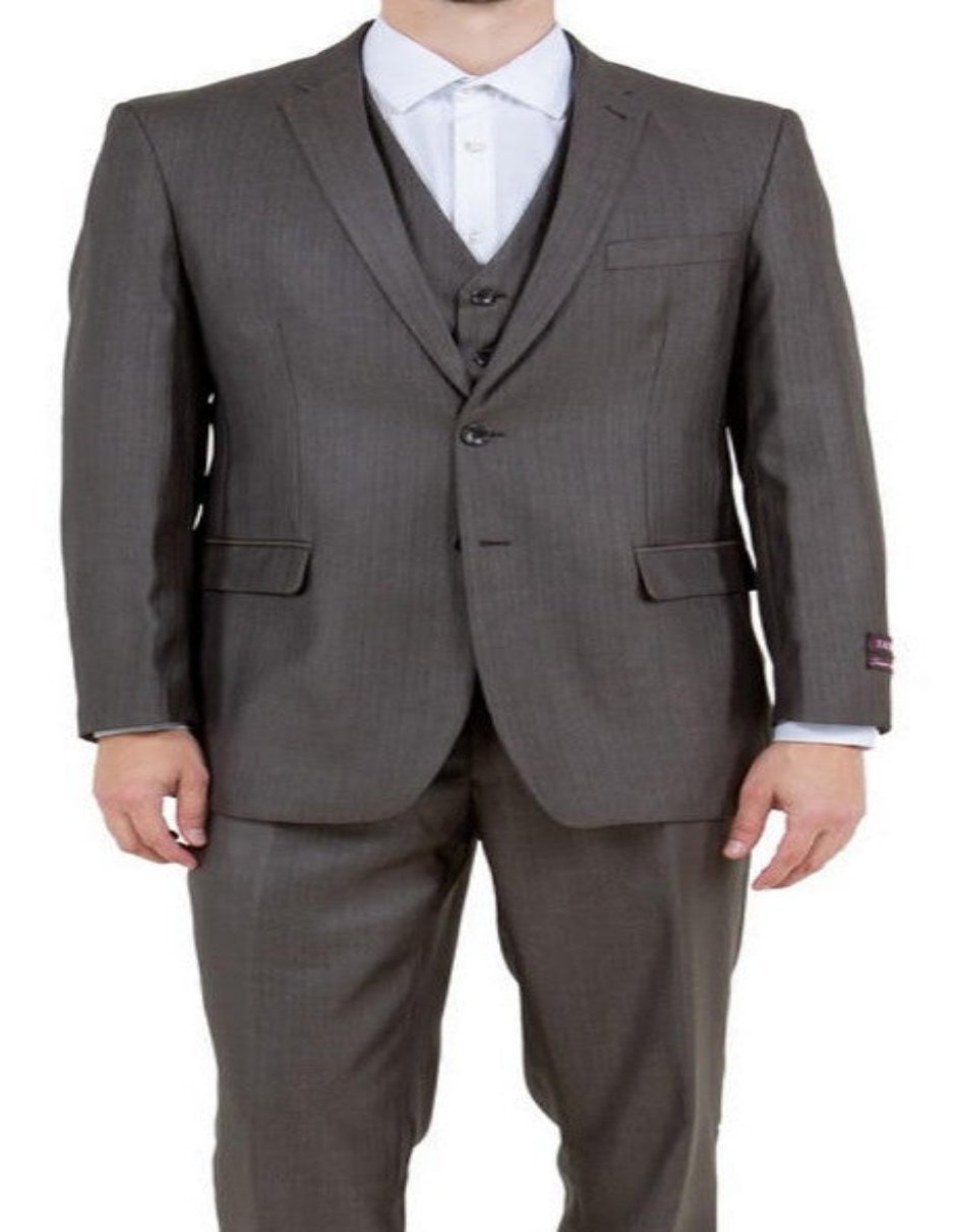 Men’s Brown Sharkskin 3 Piece Suit Regular Fit
