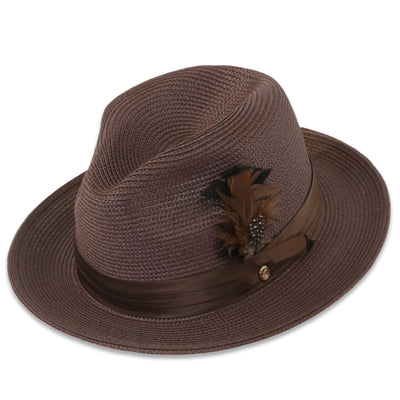Tapa Brown Fedora β Menβs Crushable Straw Dress Hat