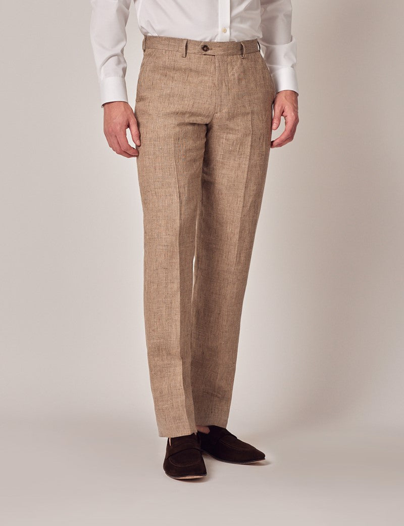 Brown Linen Beach Wedding Suit for Men