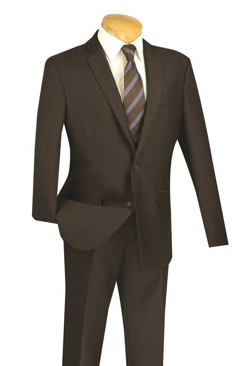 Slim Fit Brown Wedding Suit Set - Notch Lapel