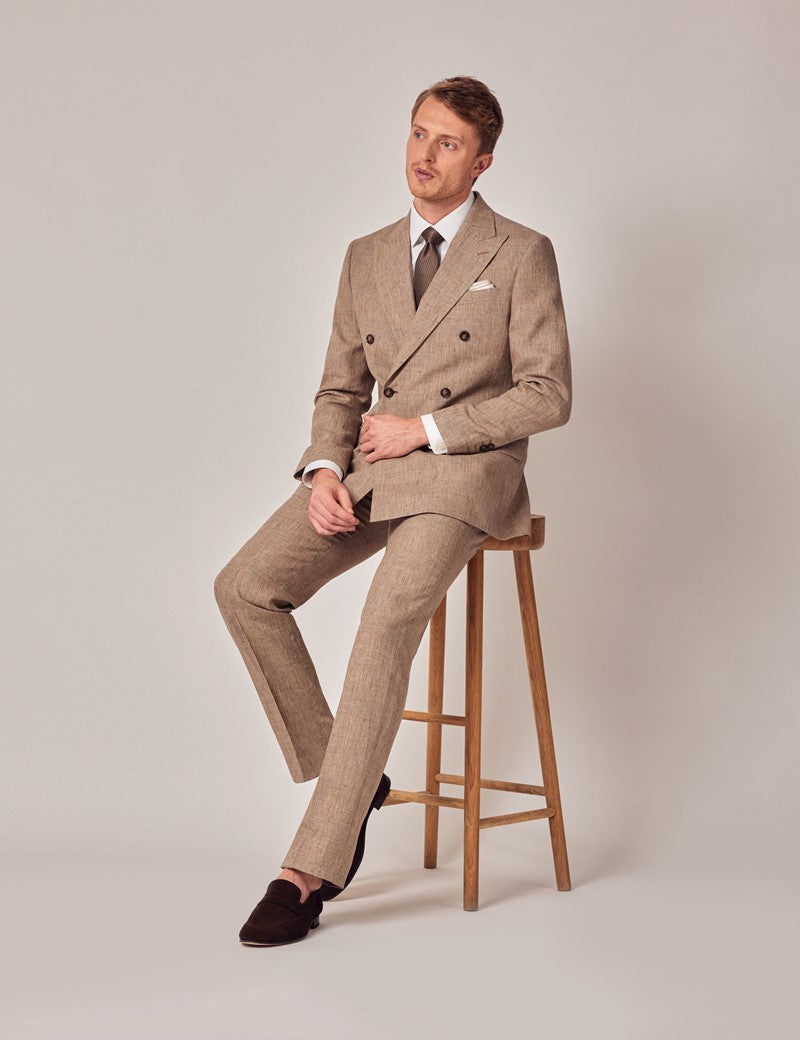 Brown Linen Beach Wedding Suit for Men