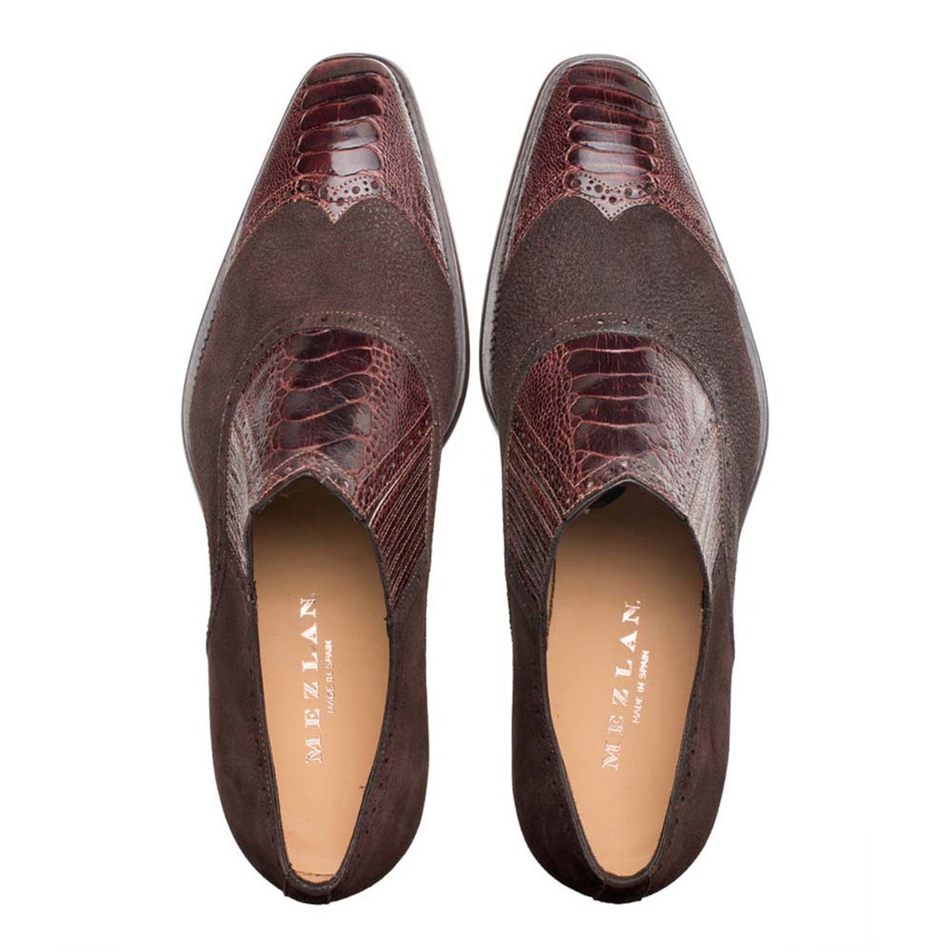 Mezlan Ostrich & Suede Gored Slip On Shoes