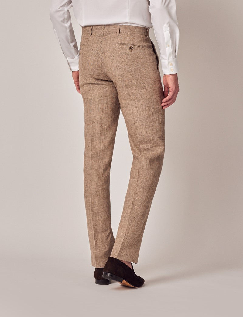 Brown Linen Beach Wedding Suit for Men