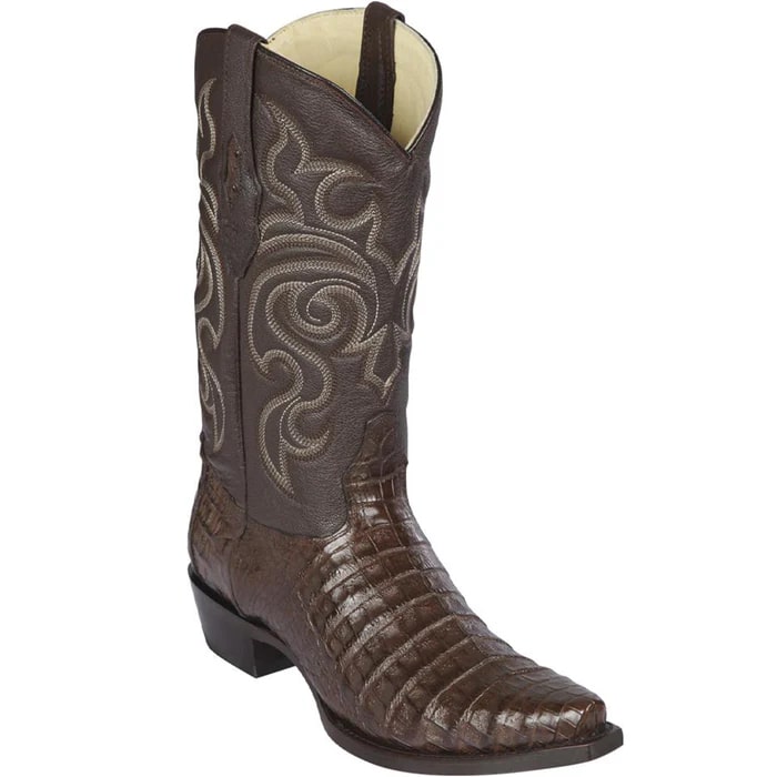 Men’s Brown Caiman Belly Snip Toe Cowboy Boots