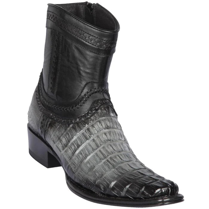 Los Altos Boots - Mens Dress Cowboy Boot - Low Priced Ankle Caiman Tail Boots- in Grey