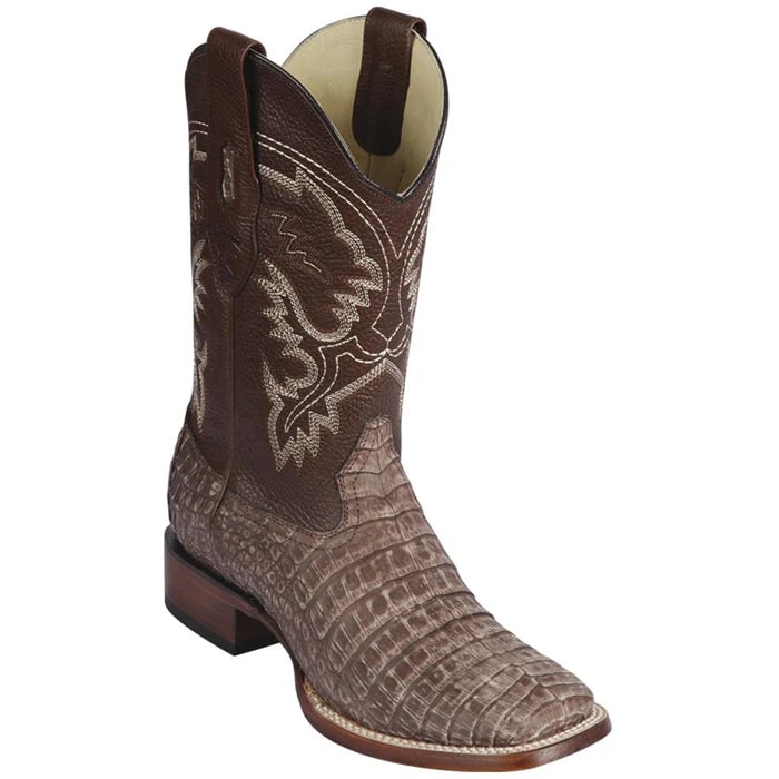 Sahara Brown Caiman Belly Square Toe Cowboy Boots