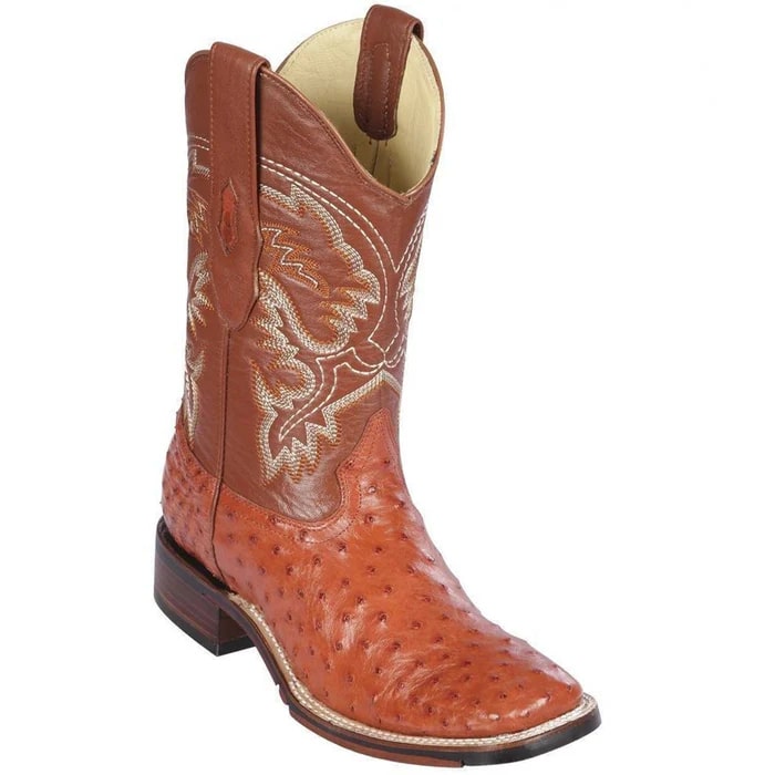 Los Altos Cognac Ostrich Square Toe Boots