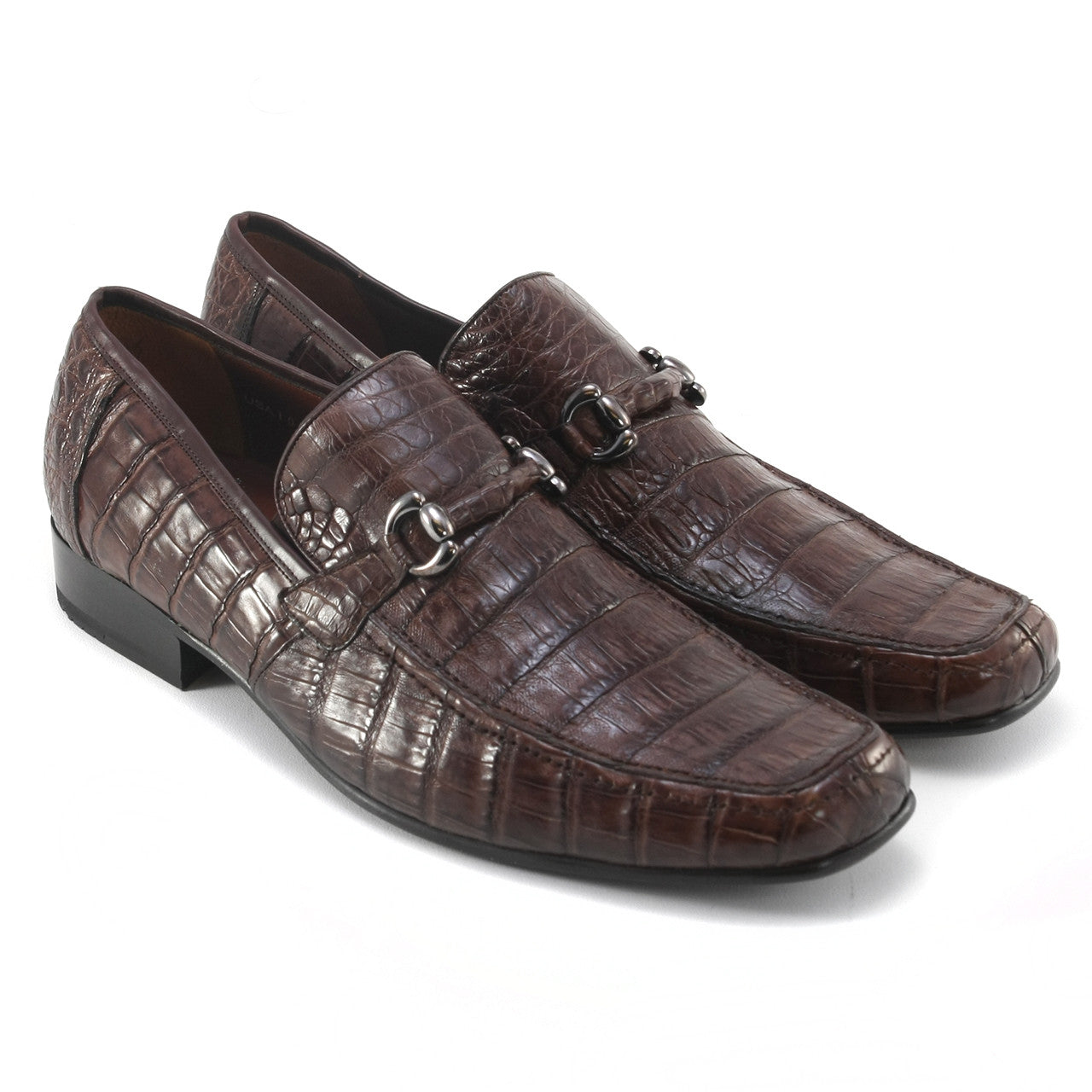 Caiman Crocodile Brown Slip-On Loafers