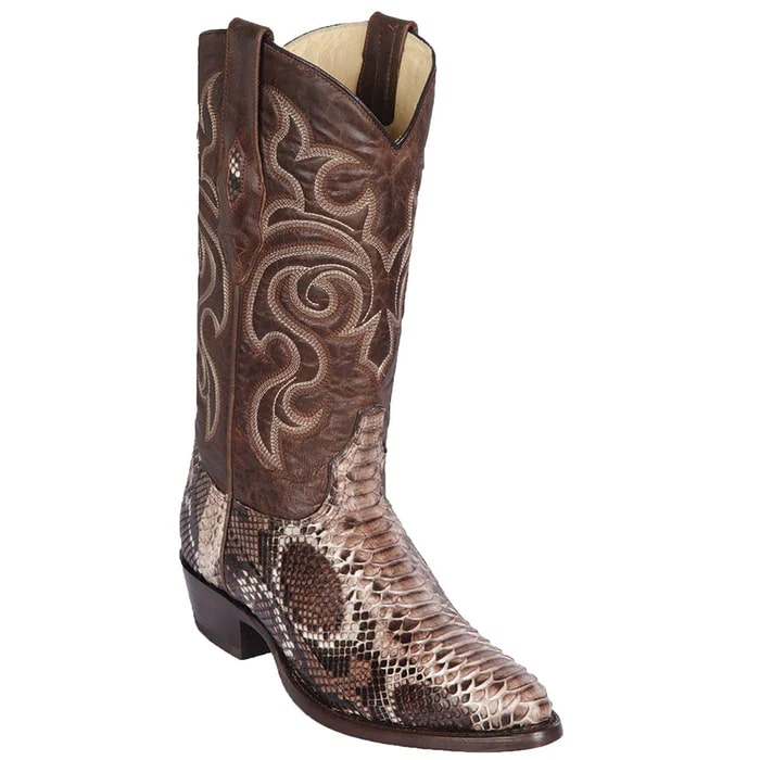 Brown Snakeskin R-Toe Dress Cowboy Boots
