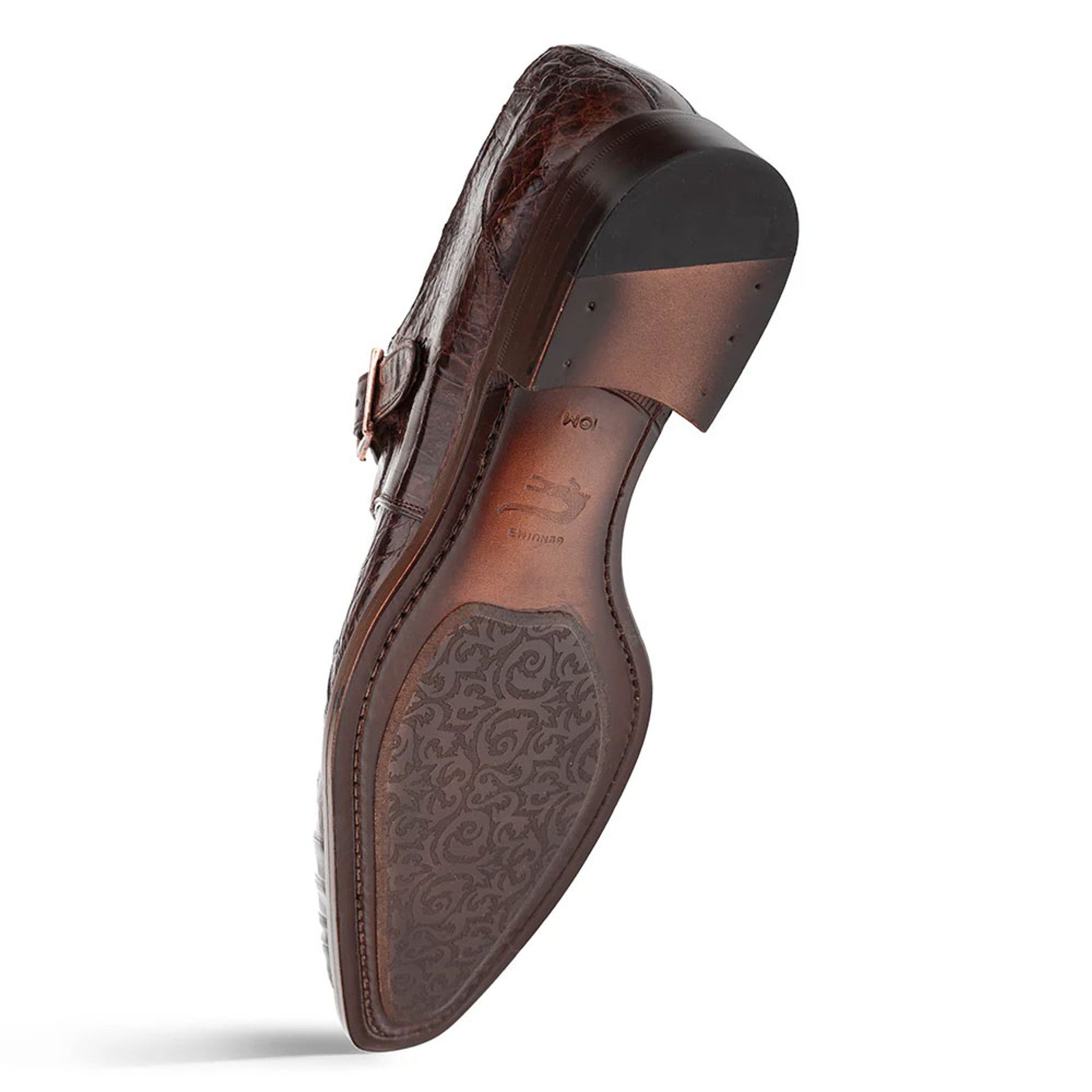 Gigolo Brown Crocodile Monk Strap Loafers