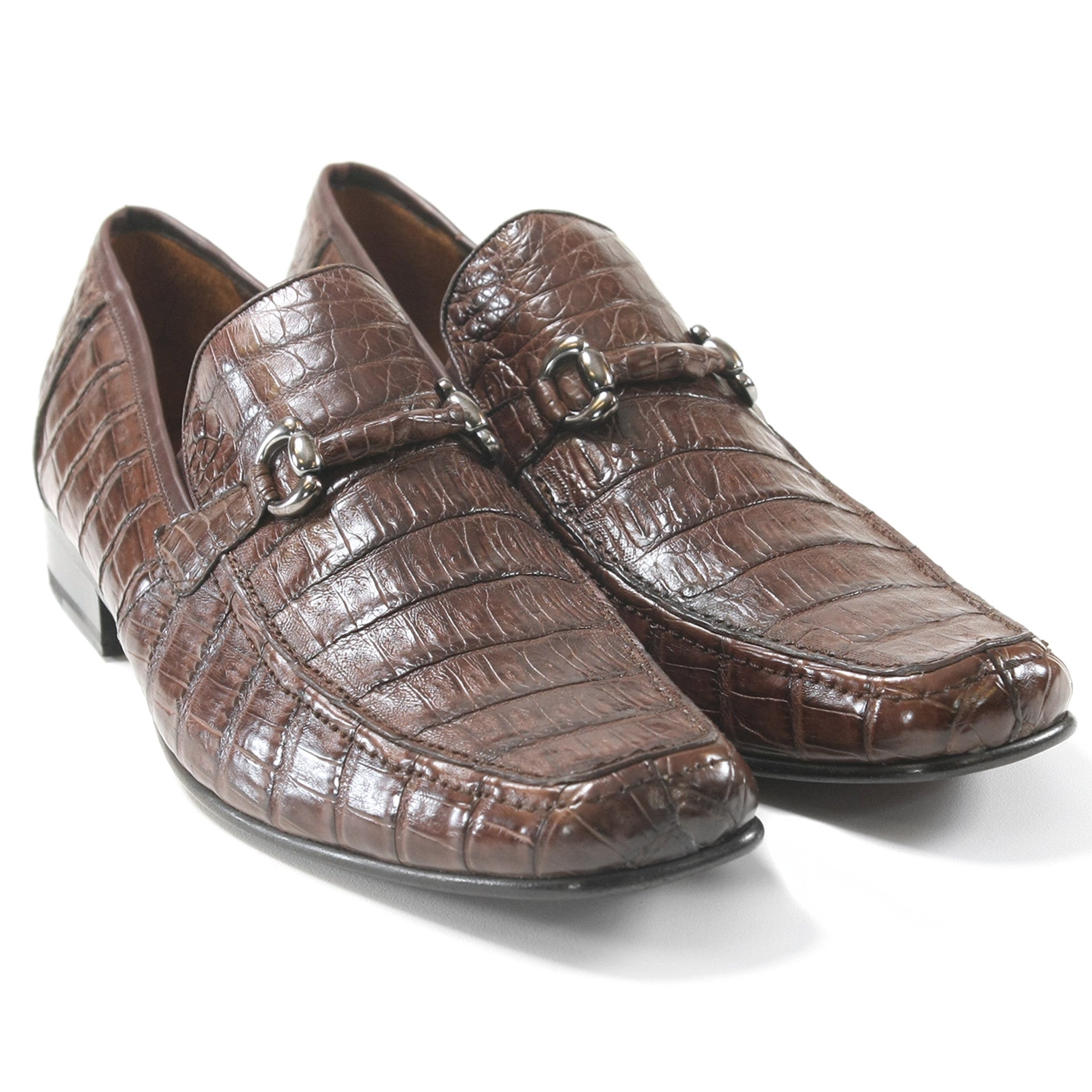 Caiman Crocodile Brown Slip-On Loafers