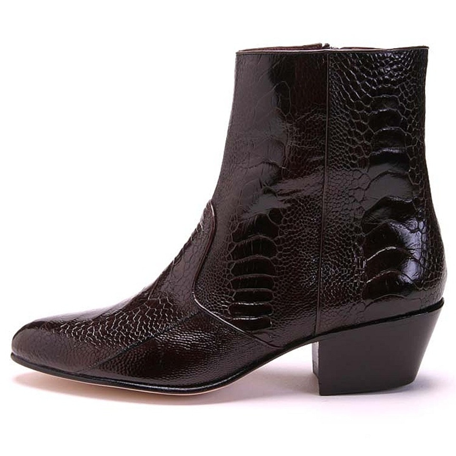 Brown Ostrich Leg Ankle Boots by Los Altos