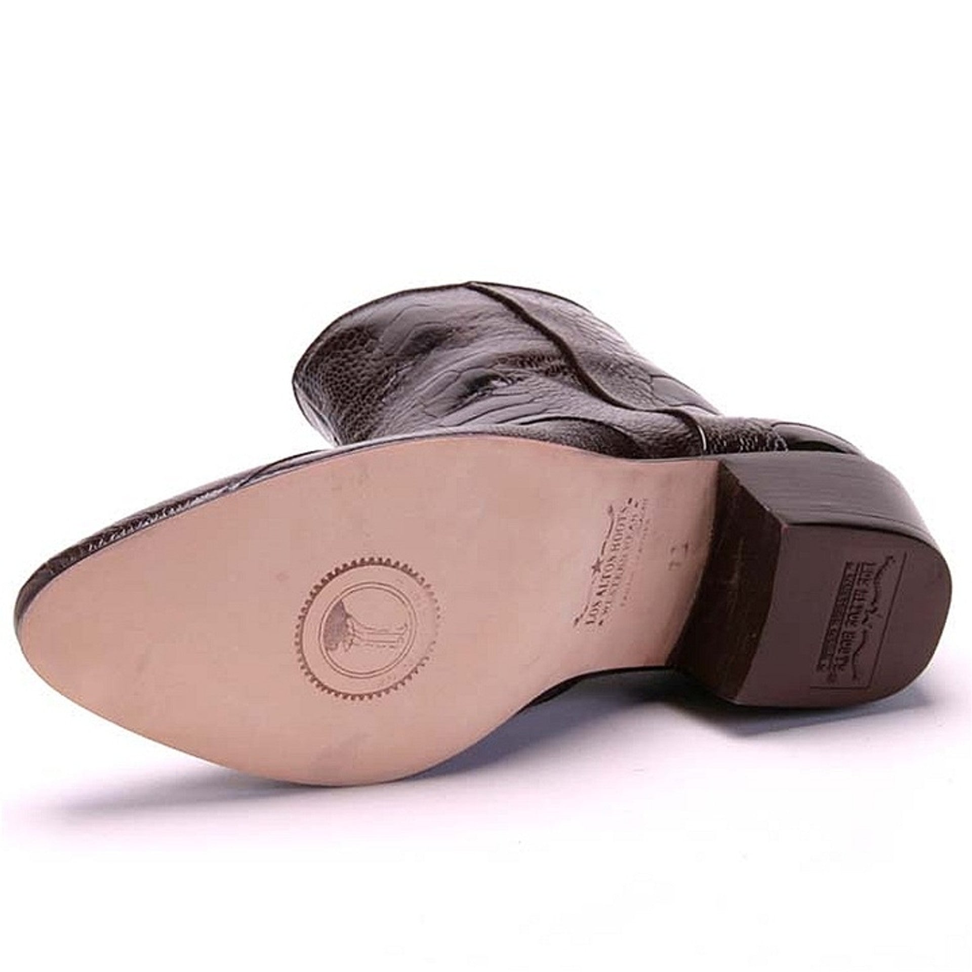 Brown Ostrich Leg Ankle Boots by Los Altos