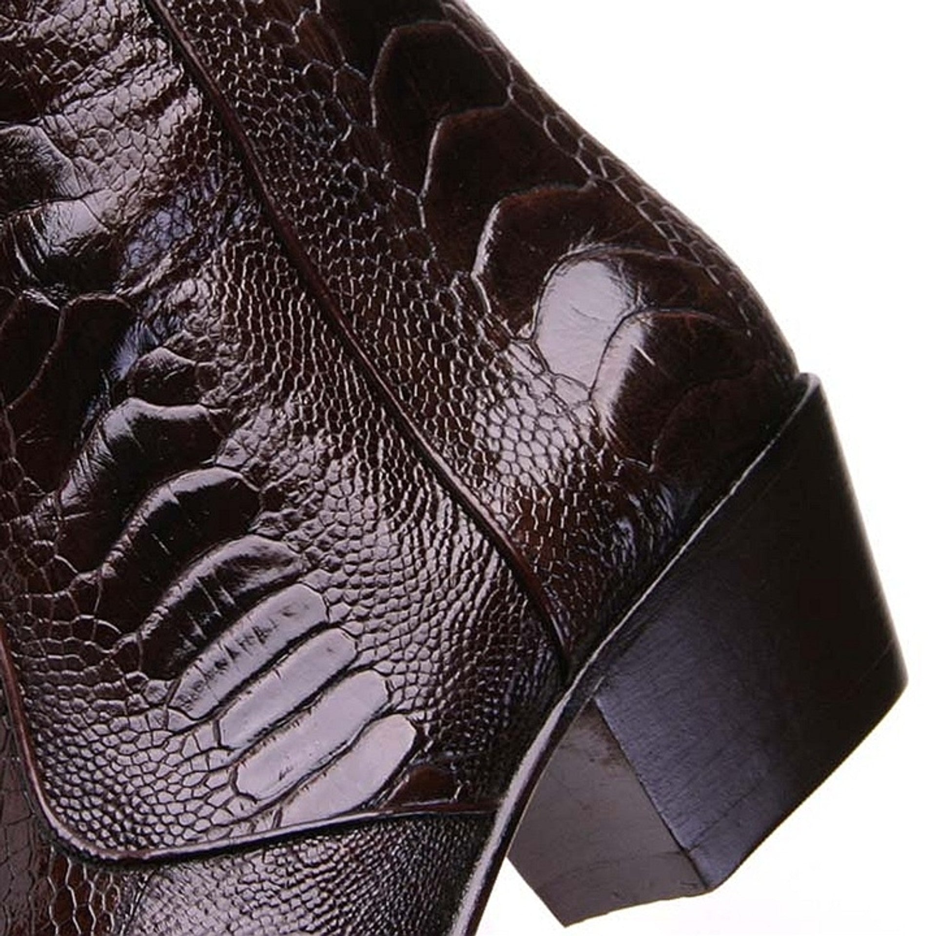 Brown Ostrich Leg Ankle Boots by Los Altos