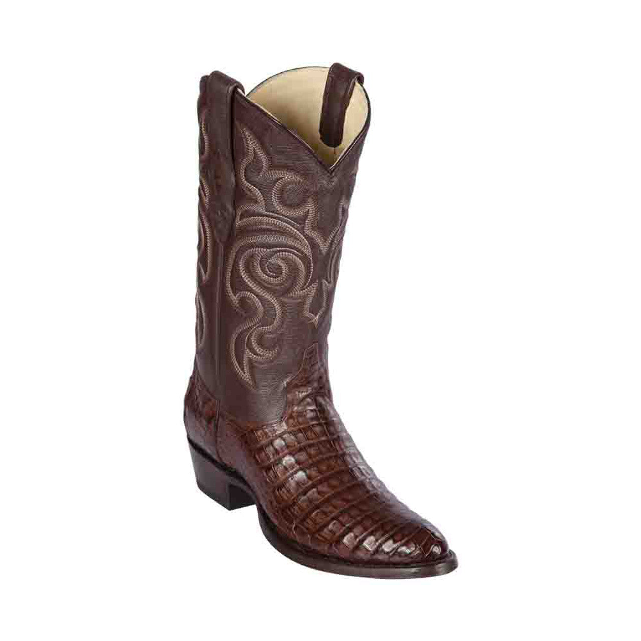 Men's Rich Brown Caiman Round Toe Boots