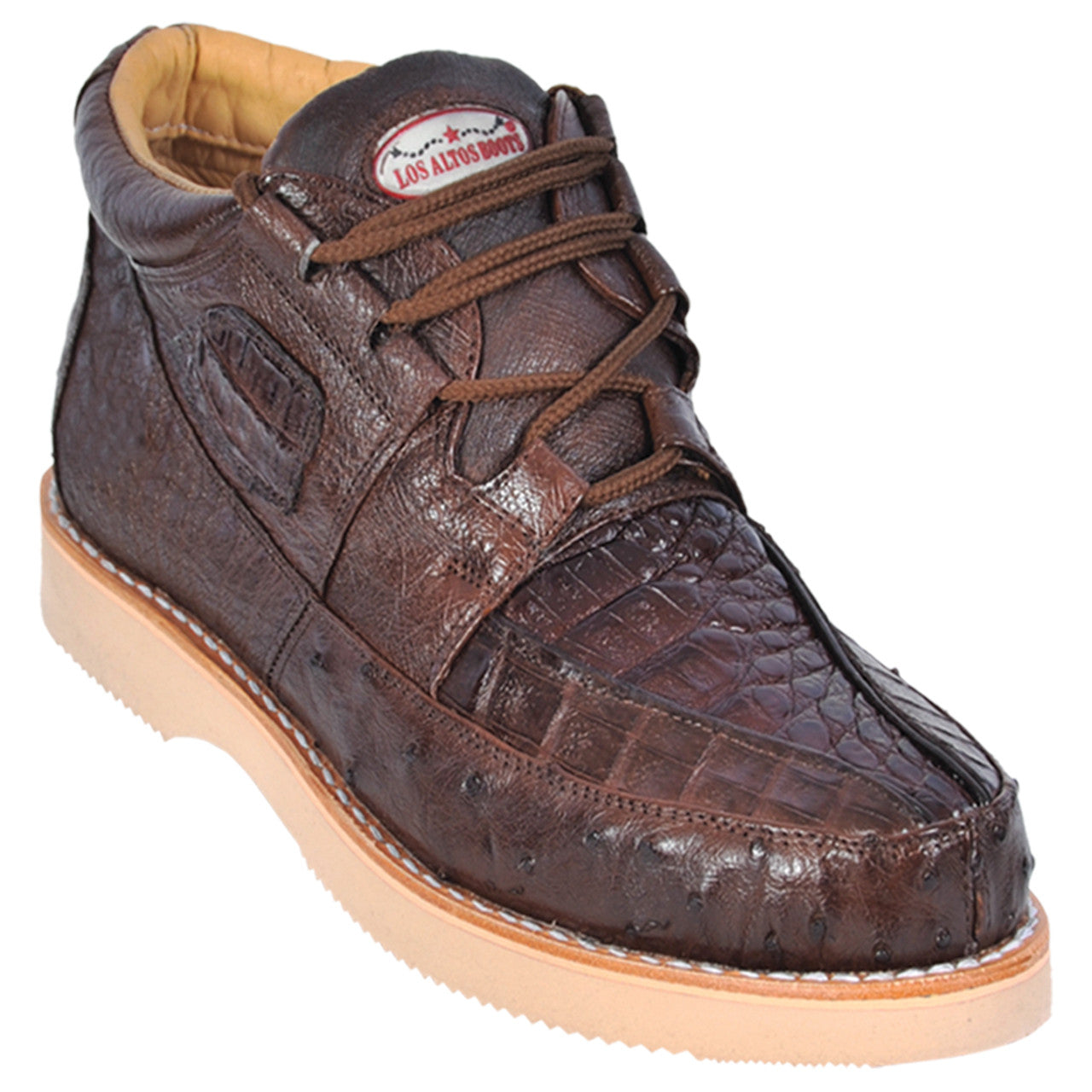 Casual Brown Caiman & Ostrich Skin Sneakers by Los Altos