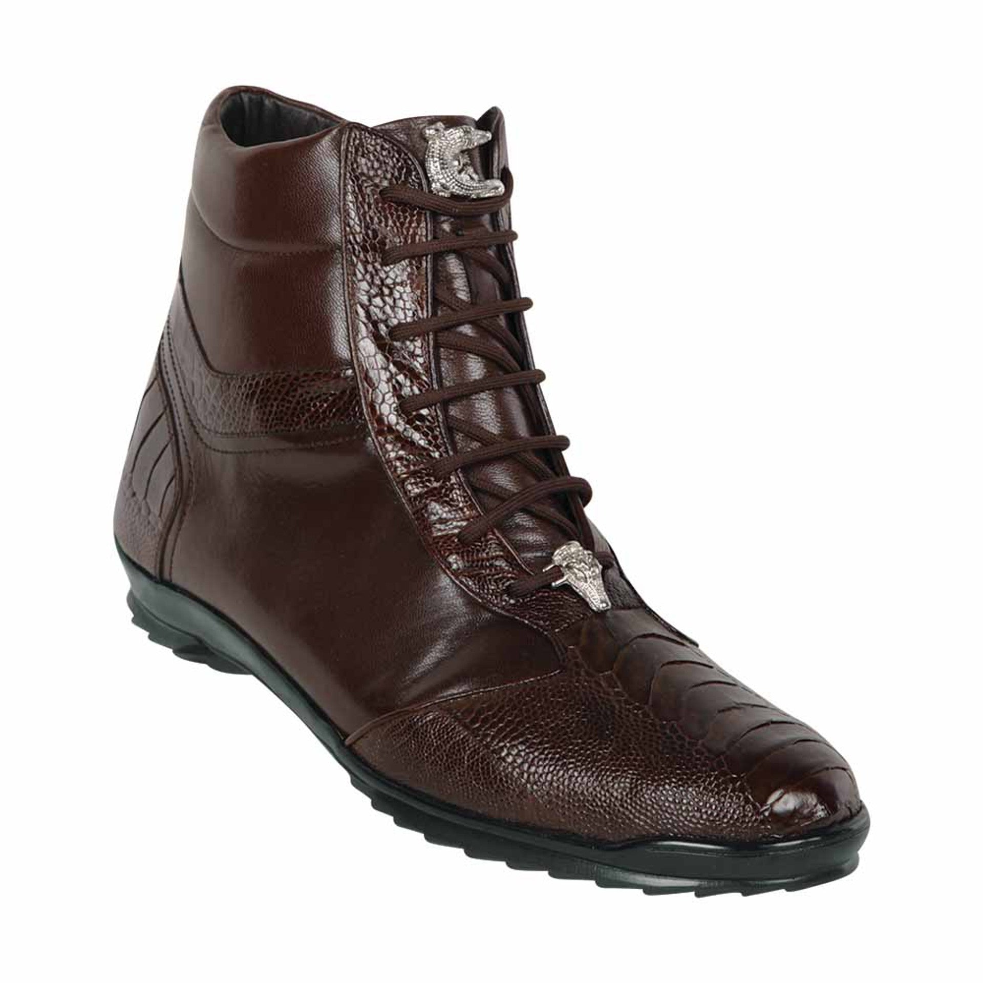 Genuine Ostrich Leg Brown Ankle Boot by Los Altos
