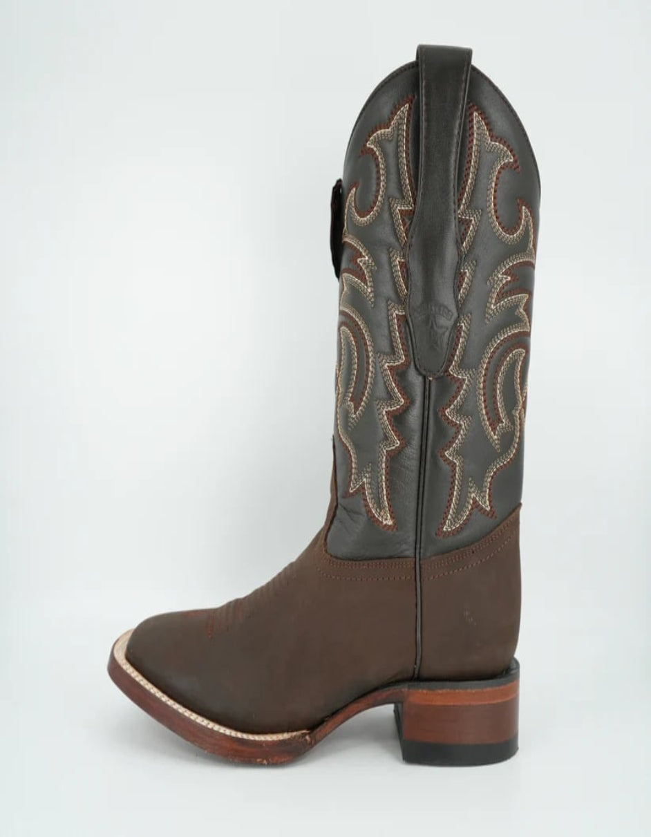 Los Altos Crazy Brown Wide Square Toe Boot