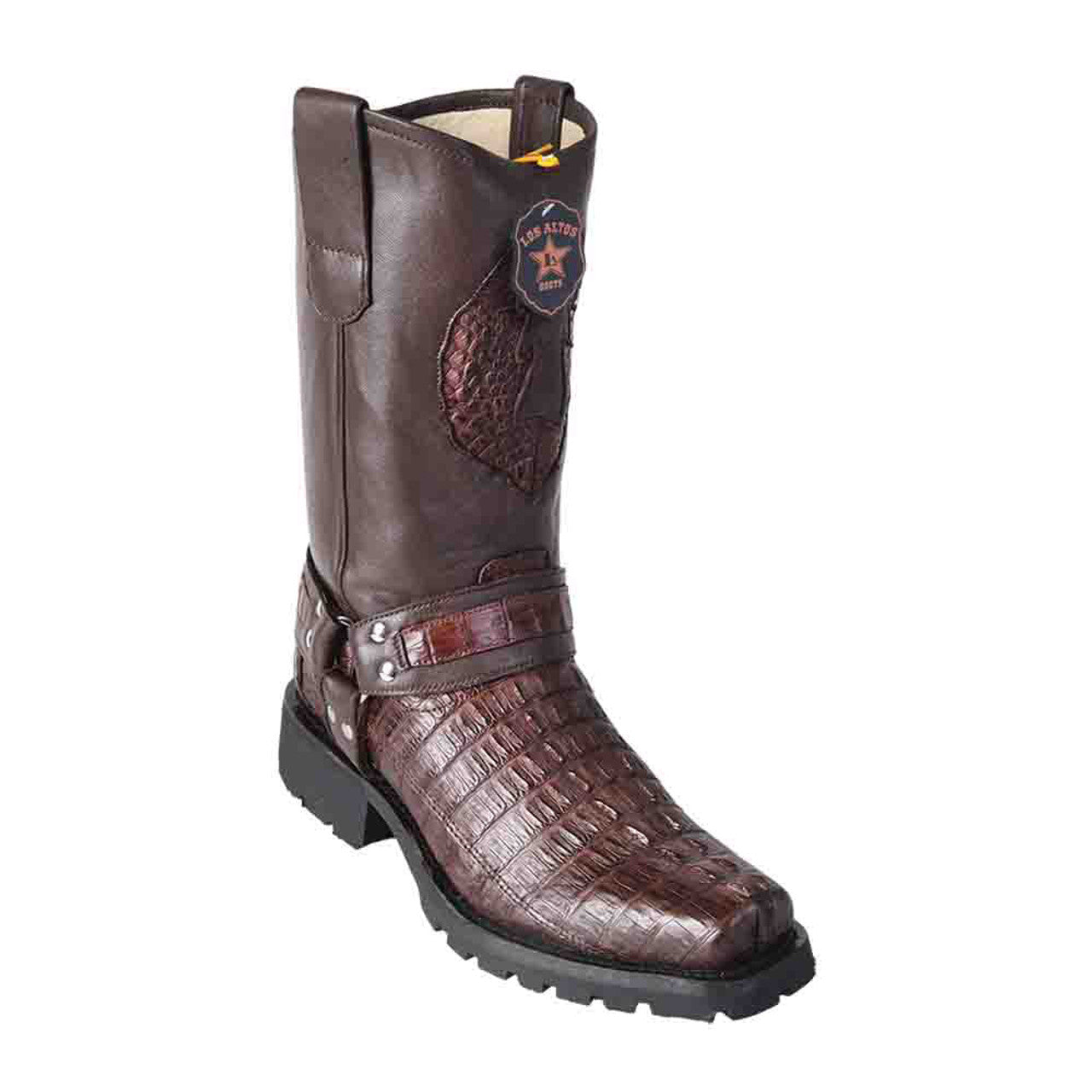 Los Altos Genuine Crocodile Biker Boot - Brown