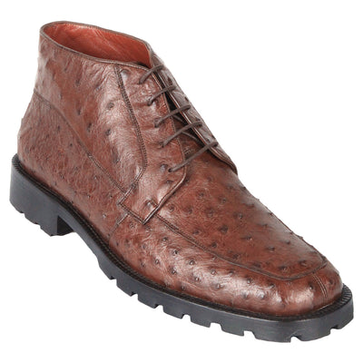 Brown Ostrich Skin Demi Boots by Los Altos