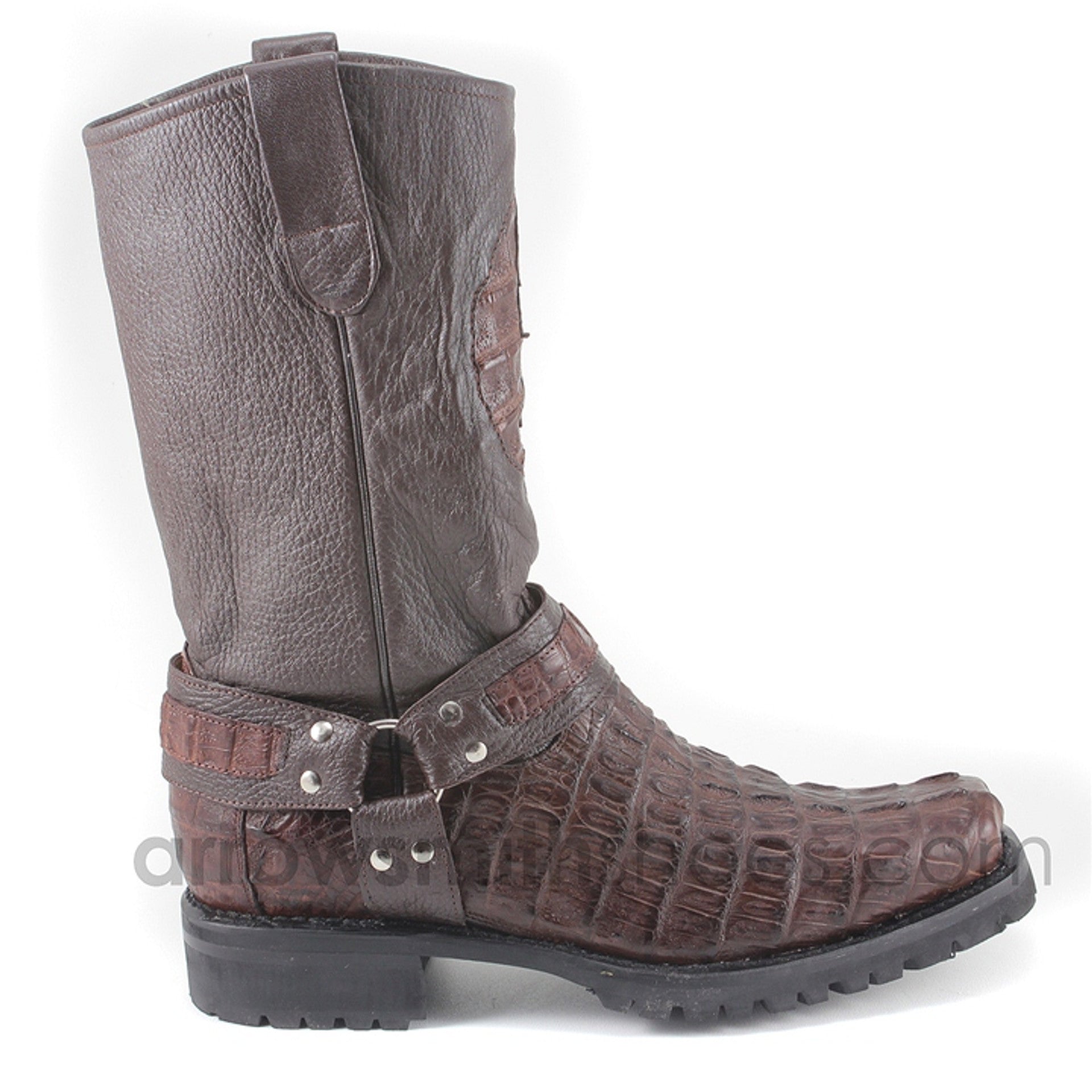 Los Altos Genuine Crocodile Biker Boot - Brown
