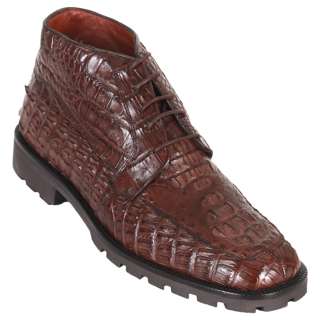 Brown Caiman Hornback Square Toe Boots