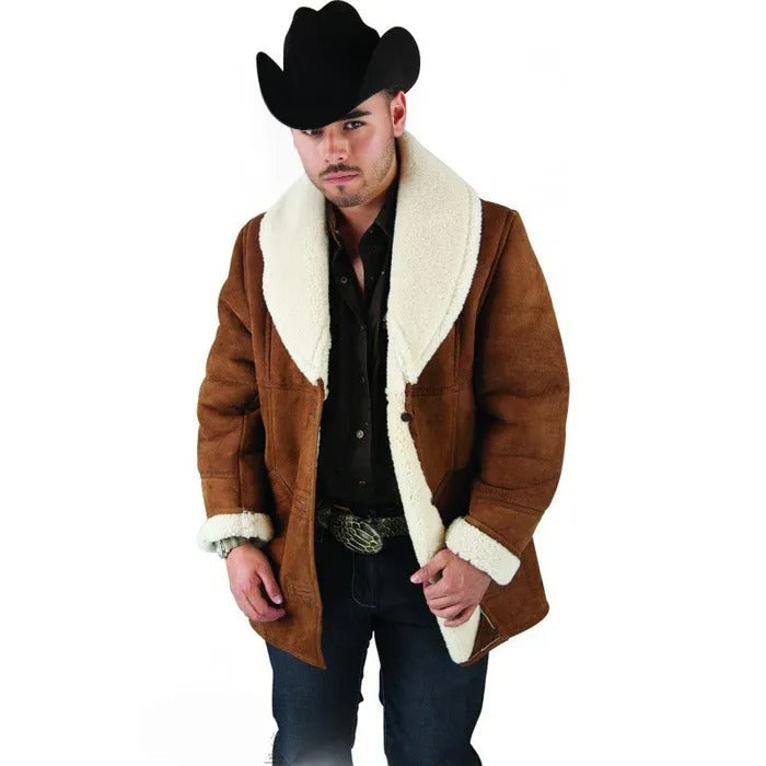 Mens Shearling Brown and Black Jacket