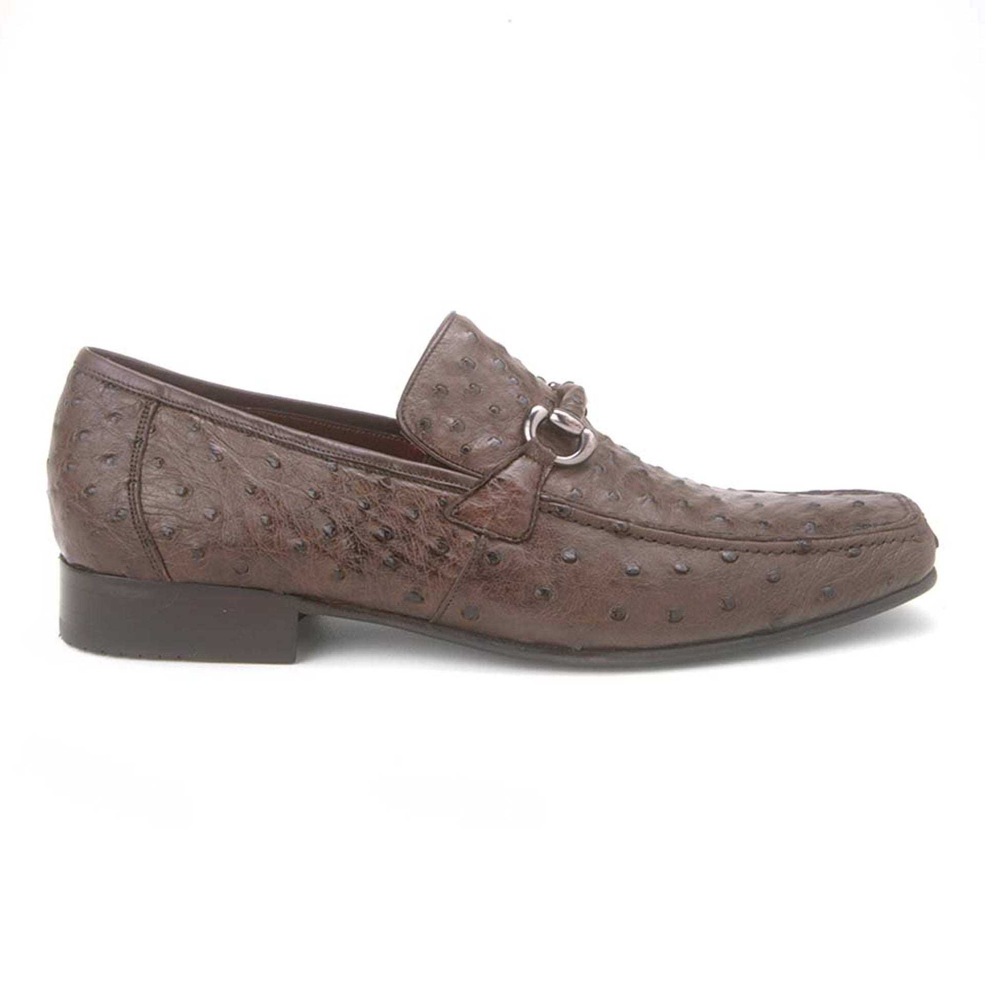 Brown Full Quill Ostrich Slip-On Loafers