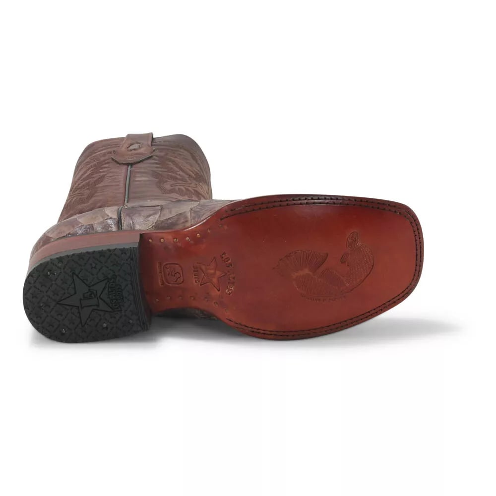 Los Altos Brown Matte Pirarucu Square Toe Boots