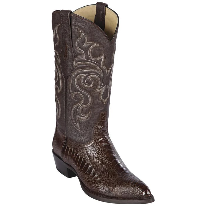 J Toe Brown Ostrich Leg Cowboy Boots