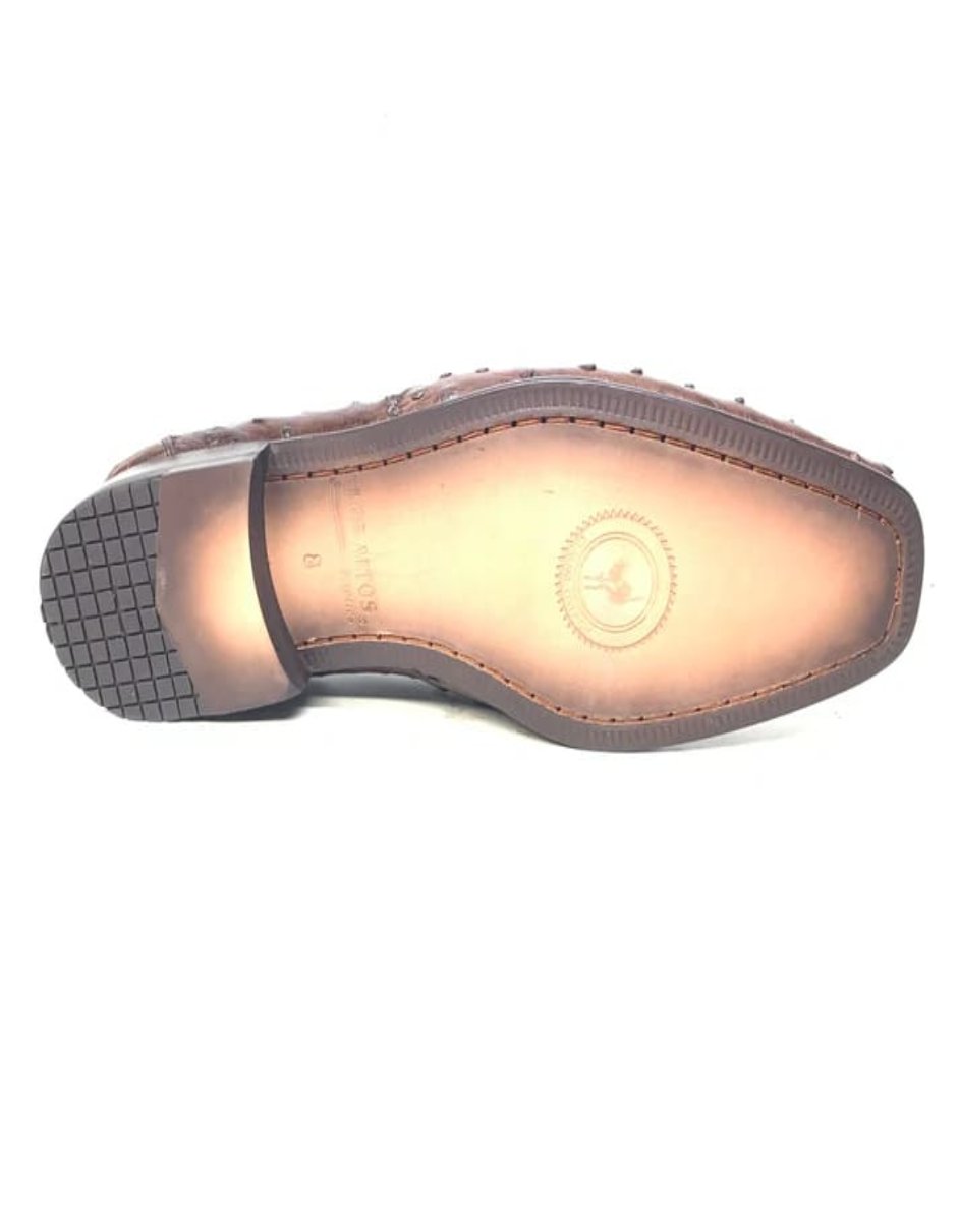 Brown Ostrich Quill Buckled Loafers for Men