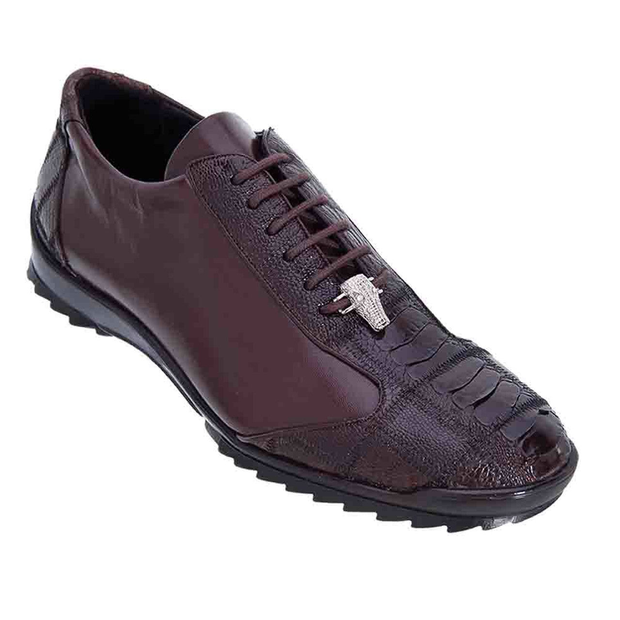 Los Altos Brown Ostrich Patch Work Sneaker
