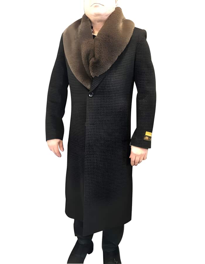 Houndstooth Cashmere Blend Men's Overcoat