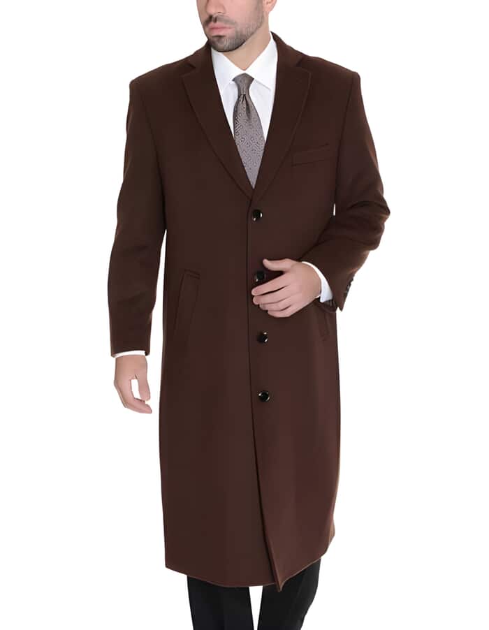 Brown Wool Cashmere Blend Ankle Top Coat