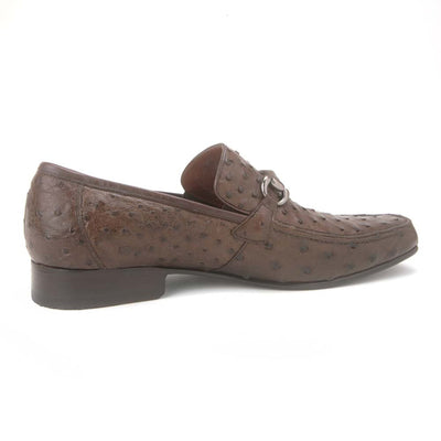 Brown Full Quill Ostrich Slip-On Loafers