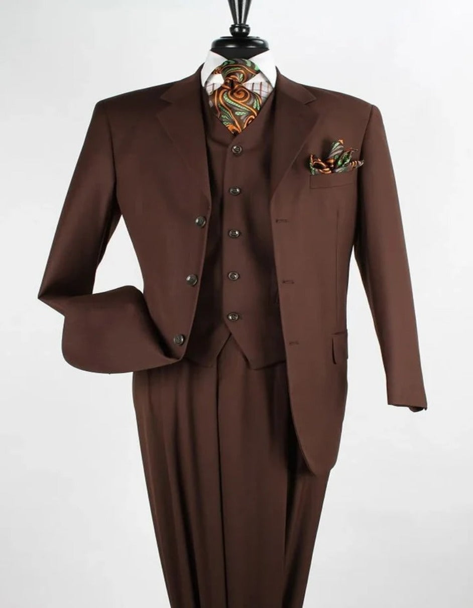 Coco Brown Pleated Suit Regular Fit