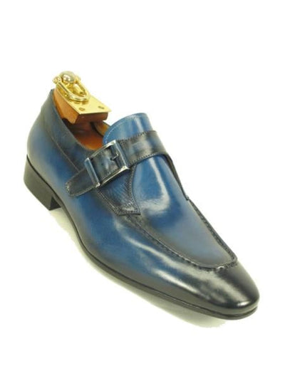 Carrucci Buckle Slip On Style Leather Lining Stylish Dress Loafer Navy - Teal Dress Shoe - Antique blue Shoe
