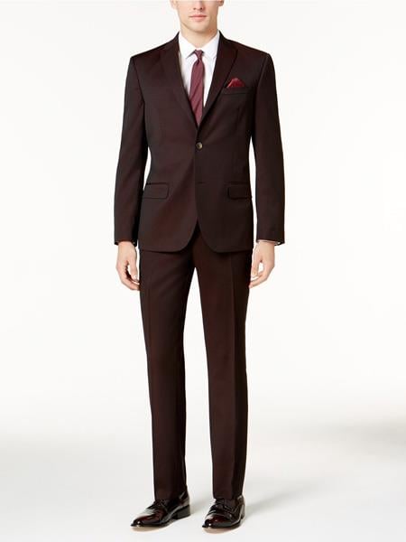 Men's Slim Fit Black and Burgundy ~ Wine~ Maroon Suit