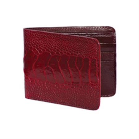 Men's Genuine Exotic Animal Skin Wild West Boots Wallet- Burgundy ~ Maroon ~ Wine Color Genuine Exotic Ostrich Leg