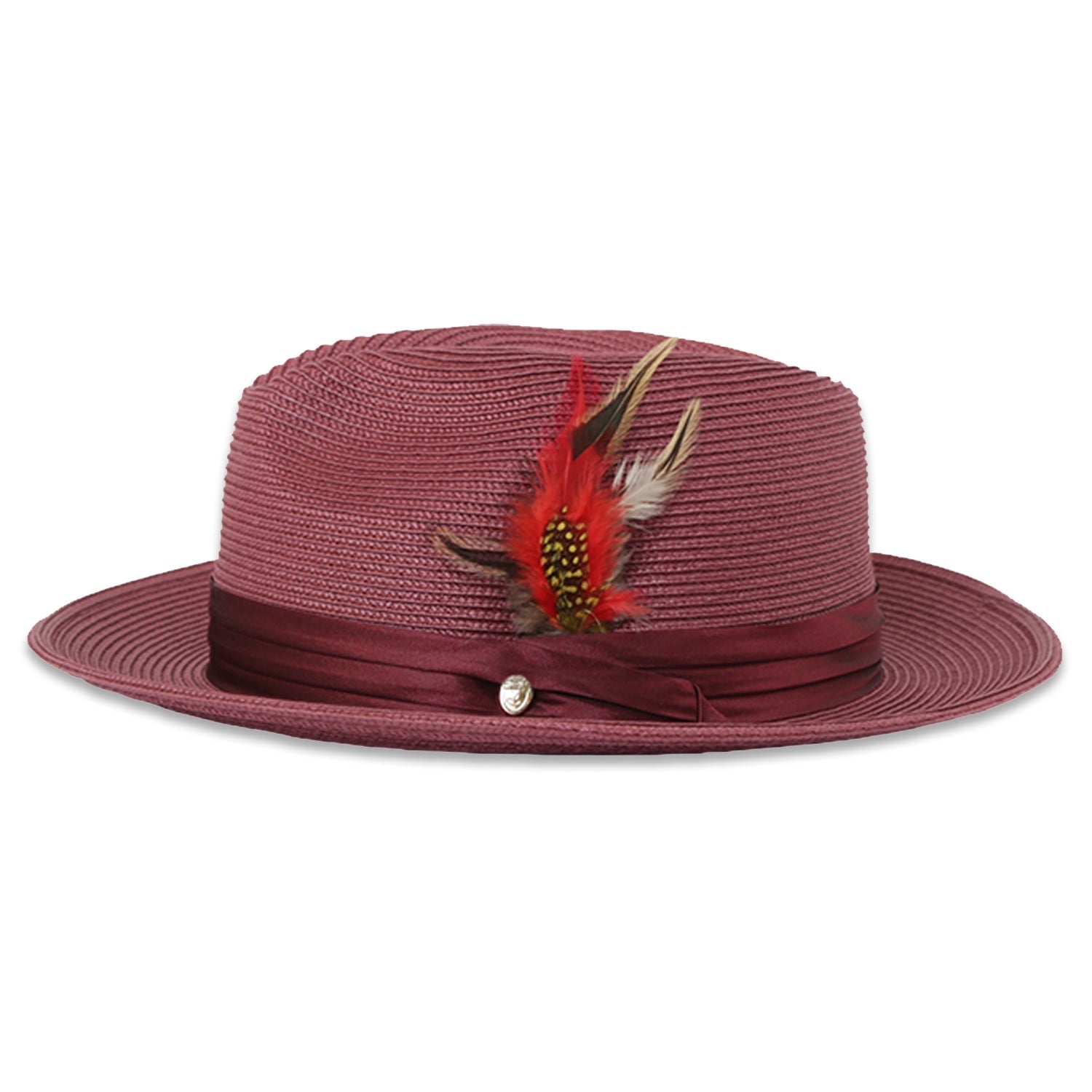 Tapa Burgundy Fedora – Men’s Crushable Straw Dress Hat