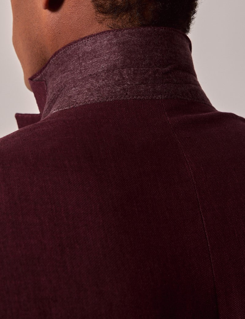 Mens Linen Burgundy Suit - Summer Wedding