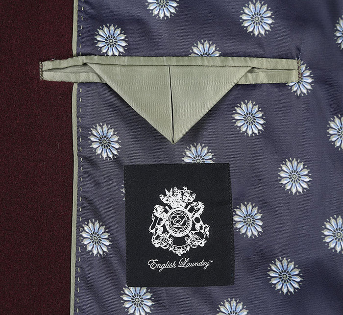 Burgundy Slim Fit Wool Blend Overcoat