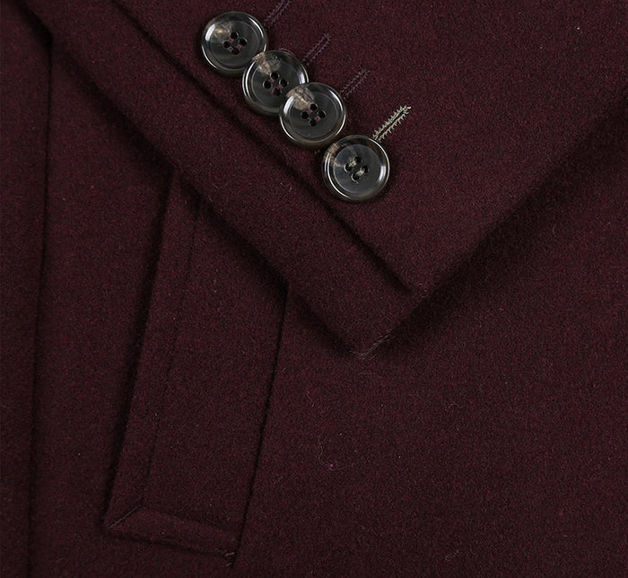 Burgundy Slim Fit Wool Blend Overcoat