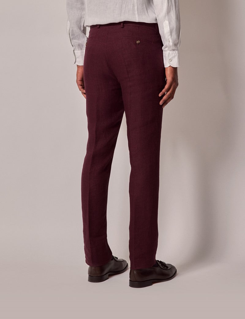Mens Linen Burgundy Suit - Summer Wedding