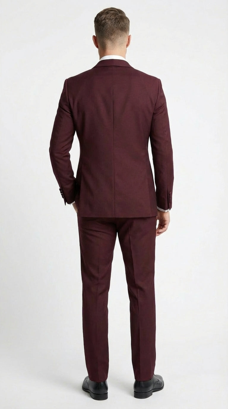 Men's Burgundy and Burgundy Shawl Lapel Tuxedo Suit | Classic Formal Wedding Prom Dinner Jacket Set